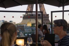 Eiffel Tower proposal and view from our table