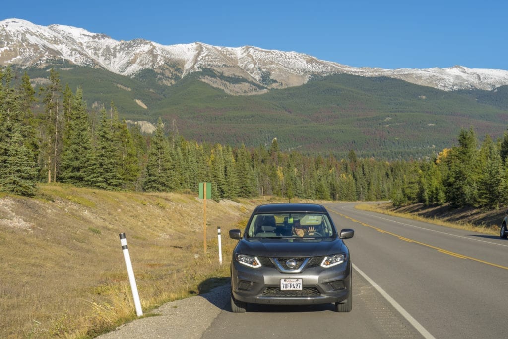 Icefields parkway meagan driving nissan