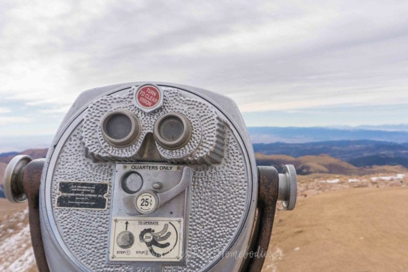 Pikes Peak closeup on viewfinder summit better view, Colorado Springs CO USA
