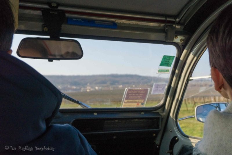 Driving in a Citroen 2CV with A l'Allure Champenoise, Reims France