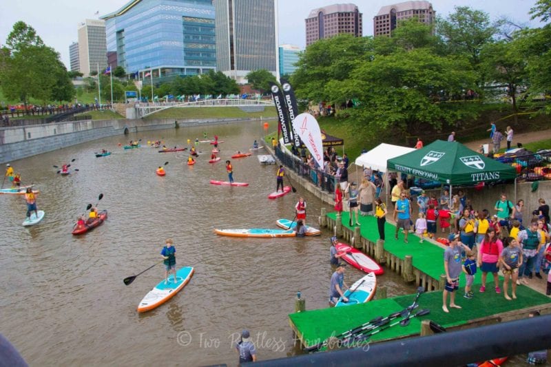 Dominion RiverRock SUP demo on one of the james river canals