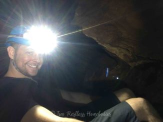 Luke cave tubing with headlamp