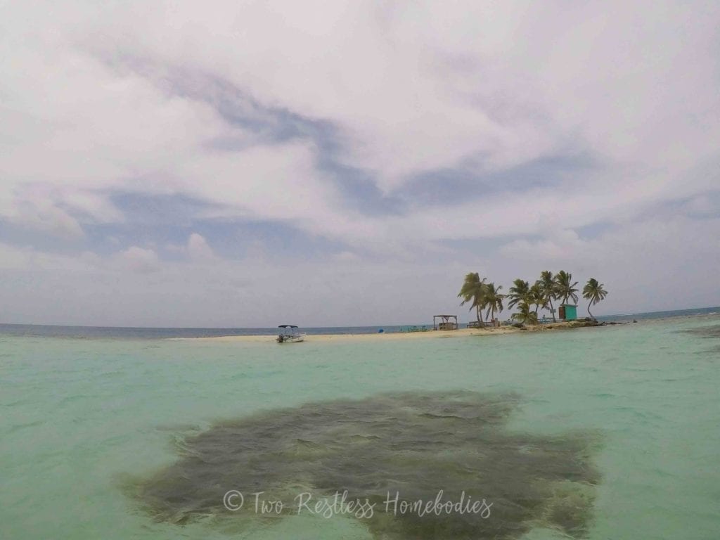 Silk Caye Belize on a cloudy day