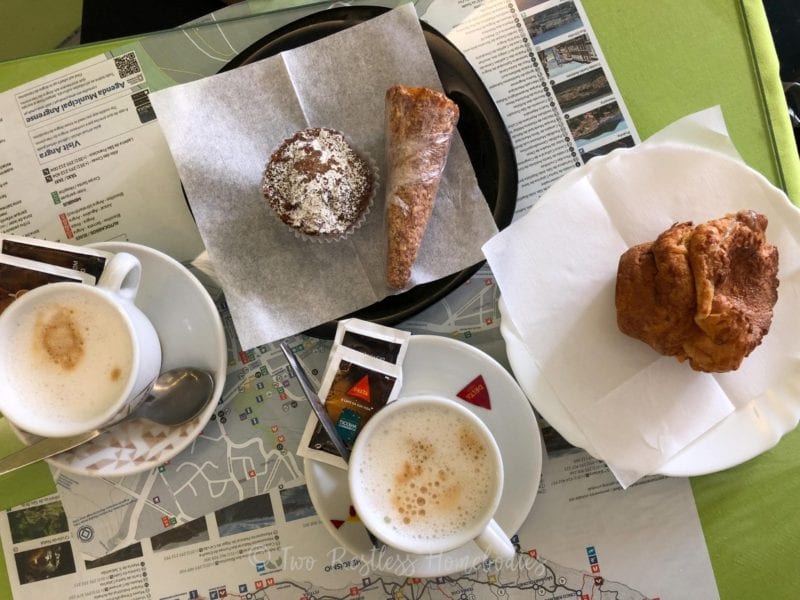 Anthanasio pastry and espresso flat lay
